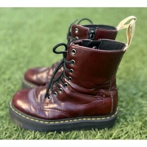Dr. Martens V Jadon II Platform Boots‎ Red Vegan Leather Womens USL 7  **See